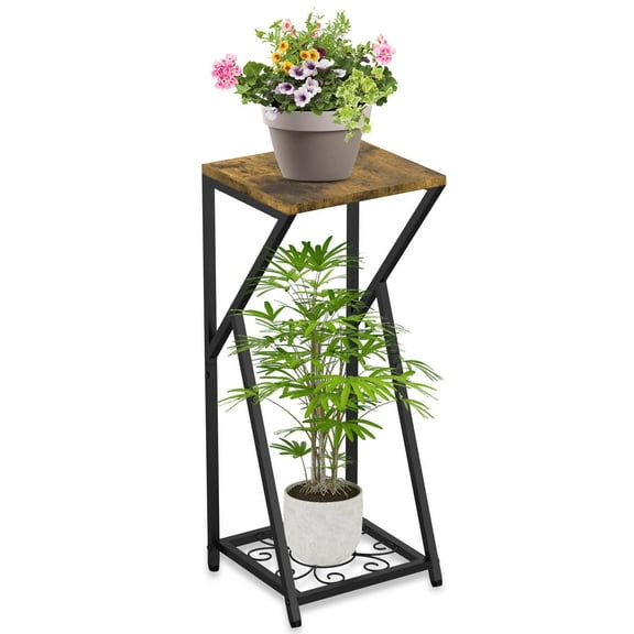 thovorrnl Tall Plant Stand Indoor, 2 Tier Corner Plant Shelf Modern Plant Rack for Patio Balcony Terrace Garden