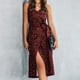 thumbnail image 4 of Falda de tirantes de mujer con abertura y estampado de tirantes de longitud media para mujer Fridja  hj5643, 4 of 7