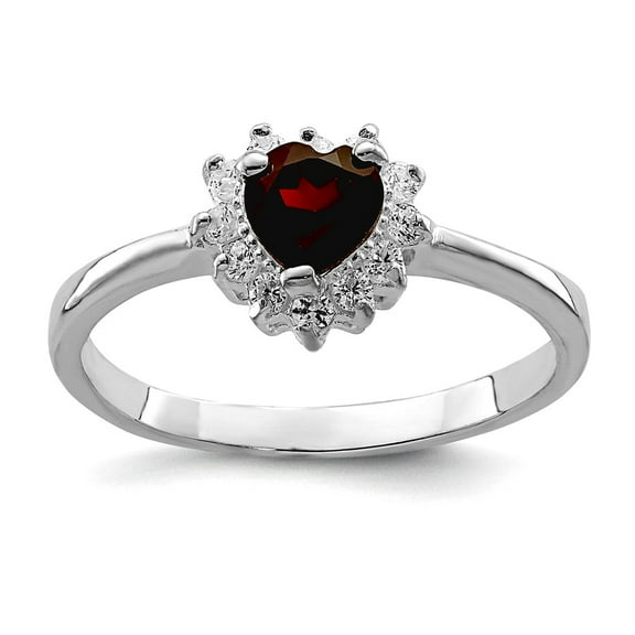 925 Sterling Silver Polished Solid Back Garnet Ring Size 7 2mm Wide Ring for Women