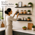 thumbnail image 6 of Induslyfe Large Black Floating Wall Shelves, Wood Wall Mounted Shelf, Set, 22.5 x 6.7 in, Set of 3, shelf over toilet farmhouse decor, 6 of 6
