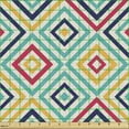 thumbnail image 2 of Colorful Fabric by the Yard Upholstery, Diagonal Nested Squares with Retro Effect Simplistic Geometrical Checkered Style, Decorative Fabric for DIY and Home Accents, Multicolor by Ambesonne, 2 of 5