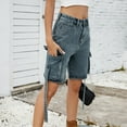 thumbnail image 3 of Women Summer Casual Street Fashion Washed Pocket Distressed Non Elastic Denim Workwear Shorts Size 16 Pants for Women Jean Pants for Women plus Size Temp Life Leggings Women Pants Jean Pants for Women, 3 of 8