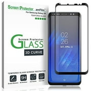 amFilm Full Cover Tempered Glass Screen Protector for Samsung Galaxy S8 (1 Pack, Black)