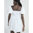 thumbnail image 4 of Scoop Women’s and Women's Plus Cotton Smocked Mini Dress with Puff Sleeves, Sizes XS-4X, 4 of 4