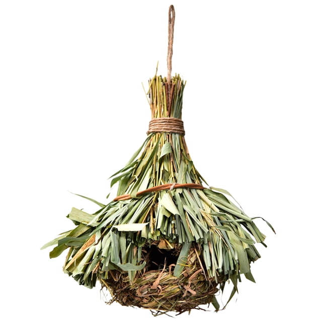 Nido Pájaro Jaula para Pájaros Nido Paja Casa Pájaros Jardinería Nido Pájaro para Nido Pájaro Paja (A) Nido Pájaro Pequeño Con Hoja Bambú en Cuenta Al Realizar El Pedido Y Empaquetarlo en Una Separada