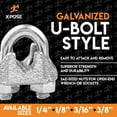 thumbnail image 3 of Wire Rope Clamp for Stainless Steel Wire Rope - 1/8" Galvanized U Bolt Style Cable Clips - for Guy Line, Metal Fence, Antenna, Clothesline, Rigging Hardware, Batting Cage - by Xpose Safety Pack of 48, 3 of 5