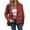 Red Brown, variant on Cuteduck Women Corduroy Fall Fashion Jacket Zip Up Waffle Knit Casual Shacket Long Sleeve Lapel Coat with Pocket S-XL