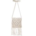 thumbnail image 5 of Bolso bandolera de crochet con flores cruzadas y borlas para mujer, minibolsos de playa retro de algodón con flecos, bolso tejido a mano, monedero de viaje de moda bohemia (bei, 5 of 5