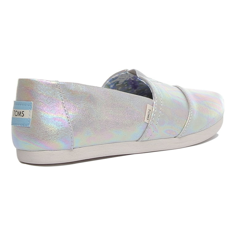 Toms Drizzle Pearl Women s Classic Metallic Slip On In Grey Size 8.5