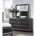 thumbnail image 3 of 5pc Modern King Bedroom Set Bed Nightstands Dresser Mirror Gray Faux Leather Upholstery Wooden Furniture Classic, 3 of 7