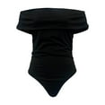 thumbnail image 5 of SRZYMJ Women's Romper Women's Off Shoulder Short Sleeve Backless Ruched Thong Bodysuit for Going Out Summer, 5 of 5
