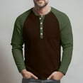 thumbnail image 4 of Domuza Men's Waffle Henley Shirts Long Sleeve Trendy Casual Button Up T Shirt Fall Lightweight Loose Fit Raglan Color Block Tops Dark Green 3XL, 4 of 8