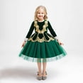 thumbnail image 5 of Cuzibr Girls Winter Dress Long Sleeve Round Neck Embroider Ruffles Pageant Princess Tutu Dress Birthday Wedding Gowns Performance Casual Fall Winter Dresses For Girls,Dark Green,3-4 Years, 5 of 9