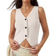 thumbnail image 2 of Sweater Vest Women Spring Summer Casual V Neck Sleeveless Button Down Waistcoat Knit Tank Tops, 2 of 4