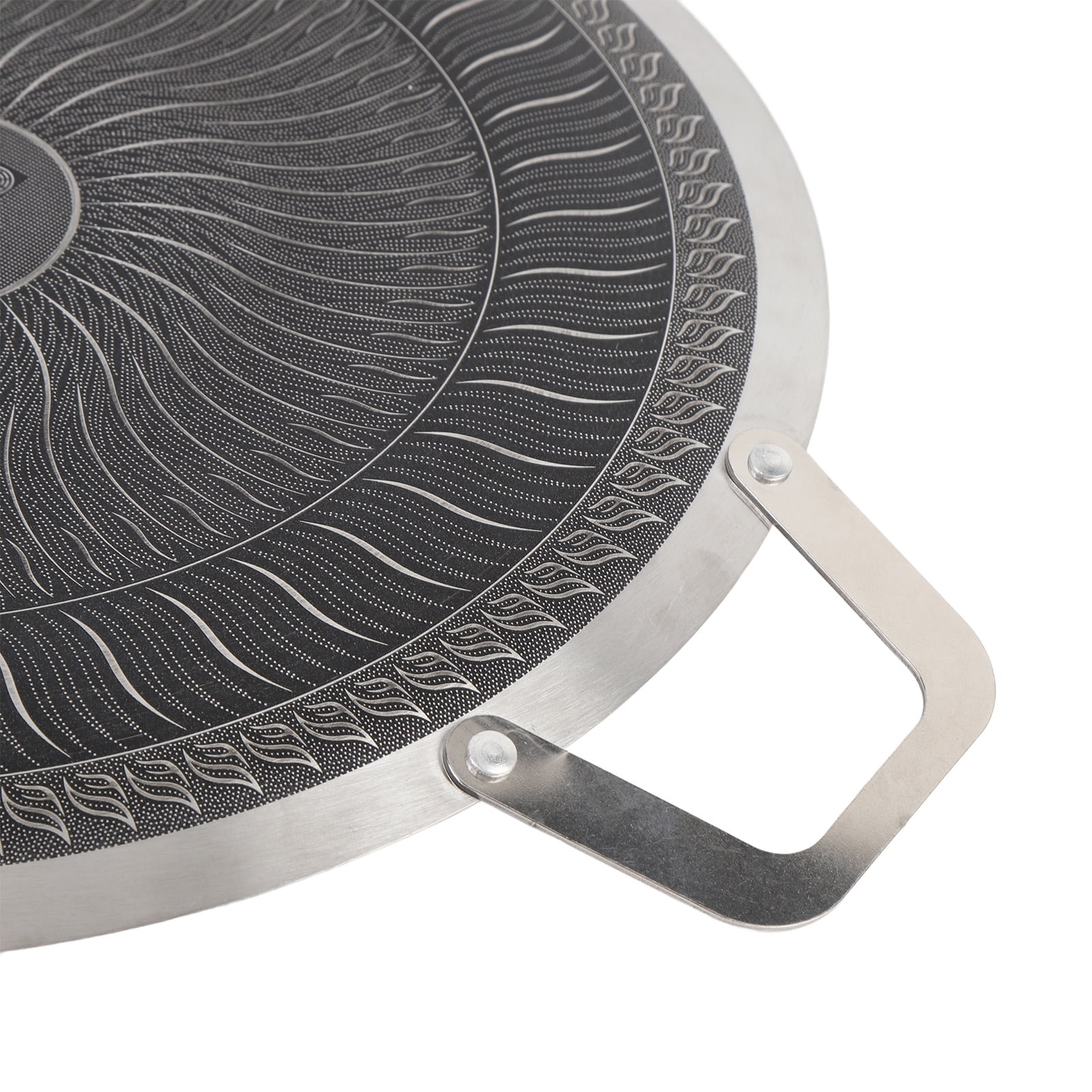 YAHHU Round BBQ Griddle Korean Grill Pan Stainless Steel Nonstick Double Handle for Induction Cooktop Outdoor Camping Barbecue 15.0 inches / 38cm