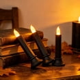 thumbnail image 5 of 1 Pc Halloween Flameless Taper Candles Flickering Battery Operated 3D Wick White LED Taper Candles for Halloween Dinner Table Weddin & Indoor Mantel Decor, 6.3x2.17 Inch, Black, 5 of 7