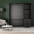 thumbnail image 4 of Pemberly Row Engineered Wood Wardrobe Armoire Closet in Black, 4 of 12