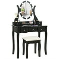 thumbnail image 2 of Gymax Vanity Table Set w/10 Light Bulbs and Touch Switch Makeup Dressing Table Black, 2 of 10