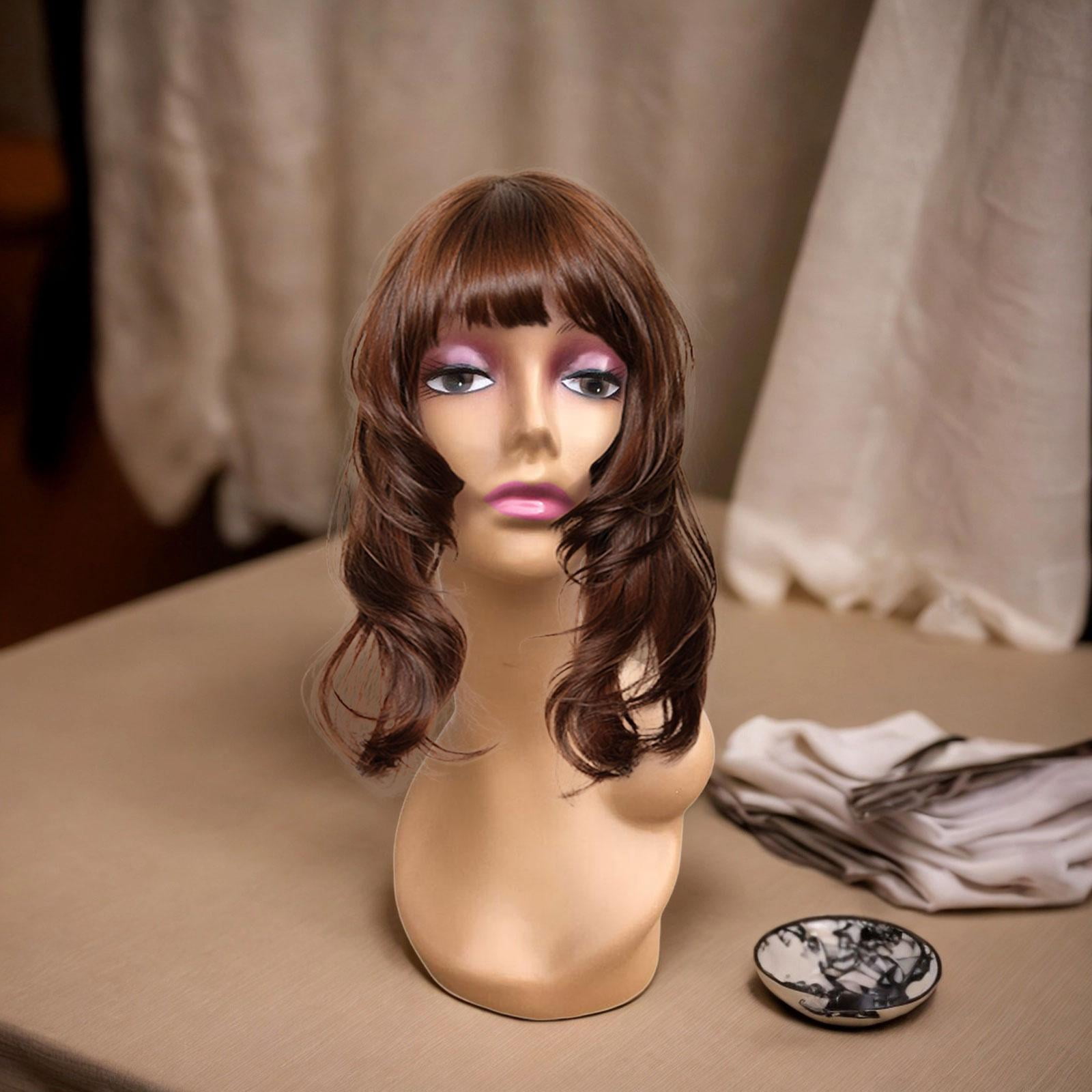 Female Mannequin Head, Doll Head ,Professional Makeup Cosmetology Female Training Head , Bald Manikin Head for Home ,Shop Hat Hair Style D