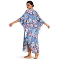 thumbnail image 2 of Xoenoiee Cherry Blossom Oil Painting Print Kaftan Dresses for Women Plus Size Lightweight Swimsuit Cover up Batwing Sleeve Mumu Dresses V-Neck Caftan Loungewear Beach Robe, 2 of 7