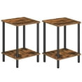 thumbnail image 1 of HOOBRO Tables de Chevet Set de 2, Table de Chevet avec Étagères de Rangement à 2 Couches, Table d'Appoint pour Petits Espaces, Salon, Entrée, Style Industriel, Cadre Stable, Montage Facile, Brun Rustique BF09BZP201, 1 of 15