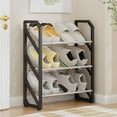 thumbnail image 4 of 3 Tier Shoe Rack, Closet Metal Shoe Rack Organizer Heavy Duty, Stackable, Black, 4 of 8
