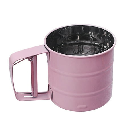 

Flour Sifter Stainless Steel Handheld Small Size Flour Sifter Simple Metal Flour Strainers Tool for Home Store (Pink)