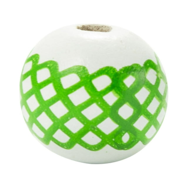 30 cuentas de madera para el Festival de San Patricio decoradas con cuentas de colores, cuentas sueltas, guirnaldas, joyas, anillos de cuadros y cuentas de madera impresas. Bola decorativa DIY.