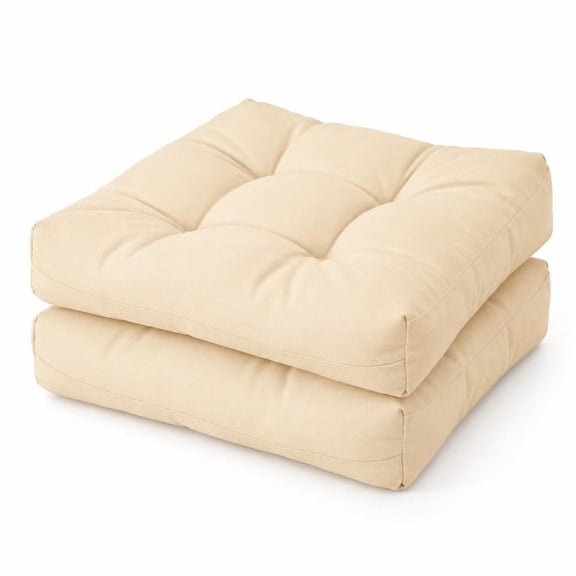 Airfind 21 Inch x 21 Inch Patio Chair Seat Cushion Pads for Indoor and Outdoor, Polyester cotton Frame, 21" x 21" x 4" Footprint, Beige