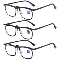 3 Pairs of Men Black Business Anti-blue Light Reading Gasses 3.50 Folding Flip-up Square Metal Readers  3.50
