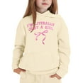 thumbnail image 5 of I'M LITERALLY JUST A GIRL Teen Hooded Sweatshirt Tops, Long Sleeve Letter Pattern Printed Hoodie Pullover Tunic With Pockets Casual - Beige,2-3 Years, 5 of 5