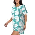 thumbnail image 2 of Kdxio Vintage Floral Print Pajamas Sets for Women Short-Sleeved Pjs with Lounge Shorts Two Piece Sleepwear S-4XL, 2 of 9