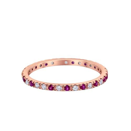 HeartsAndYou 1ct Natural Pink Ruby & Diamond Alternate Eternity Band 100% 14k SOLID Rose Gold