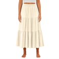 thumbnail image 6 of Wutalume Women's Fashion Summer Bohemian Solid Color Elastic Waist A-Line Pocket Half Length Skirt, Casual and Beachwear Style,Khaki L, 6 of 7