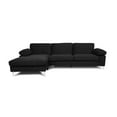 thumbnail image 5 of L-shaped Sectional Sofa Set, Velvet Upholstered Sofa Couch with Padded Seats and Backrest, Modern Sofa Chaise Lounge with Metal Legs for Living Room Office, Black, 5 of 7