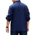 thumbnail image 3 of Innerwin Tunic Shirt Lapel Neck Men Tops Work Button Down Regular Fit Shirts Dark Blue 225/160cm, 3 of 4