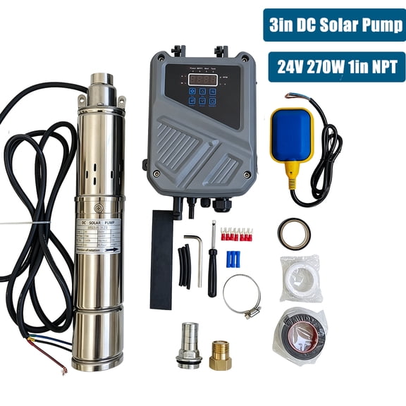 iMeshbean 3" 270W Solar Pump Submersible Pump Bore DC 24V Deep Well Pump   MPPT Controller