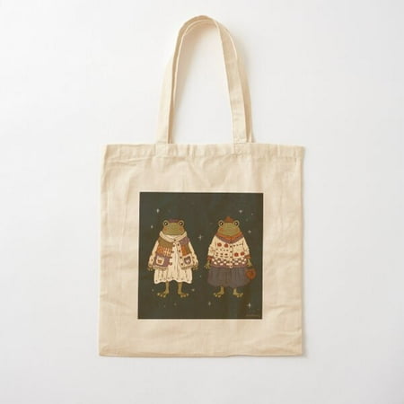 Frog  Froggo  Froggy  Frogcore  Cottagecore  Mori Kei  Mori Girl  Sweater Weather  Cardigan  Cute  Whimsical  Baby  Fashion  Acorn Canvas Tote Bag  Family Gift For Mother  Her