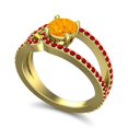 thumbnail image 2 of 2.50 T.C.W Forme Ronde Citrine & Rouge Rubis Pierre Précieuse Sparkle Bague de Mariée pour les Femmes Solide 14K Or Jaune Taille 5.5 par Diamond-Capitals, 2 of 8