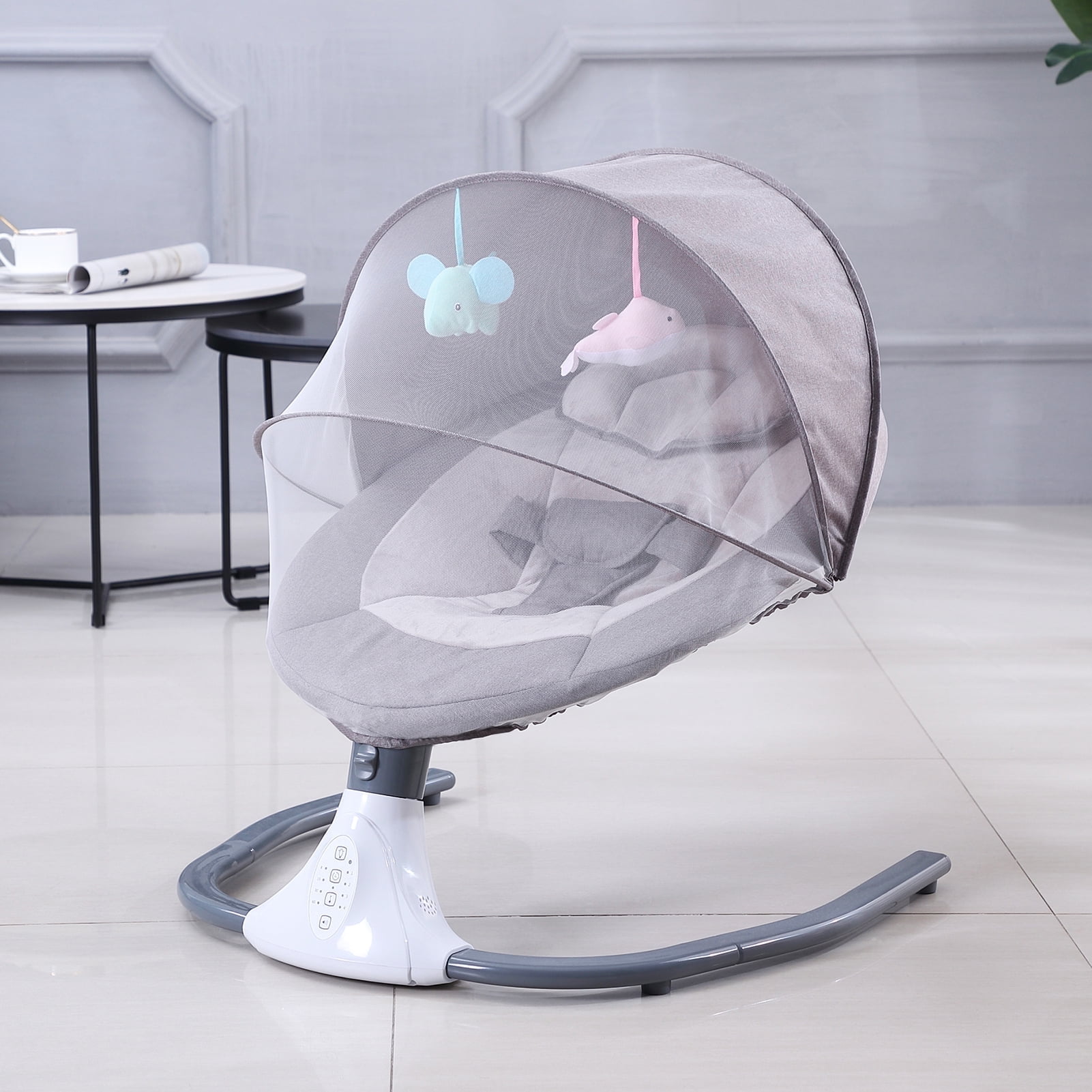 Bluetooth Baby Swing Chair Electric Bouncer with Remote Mosquito Net 4 Speeds Timer 12 Lullabies USB Drive Walmart