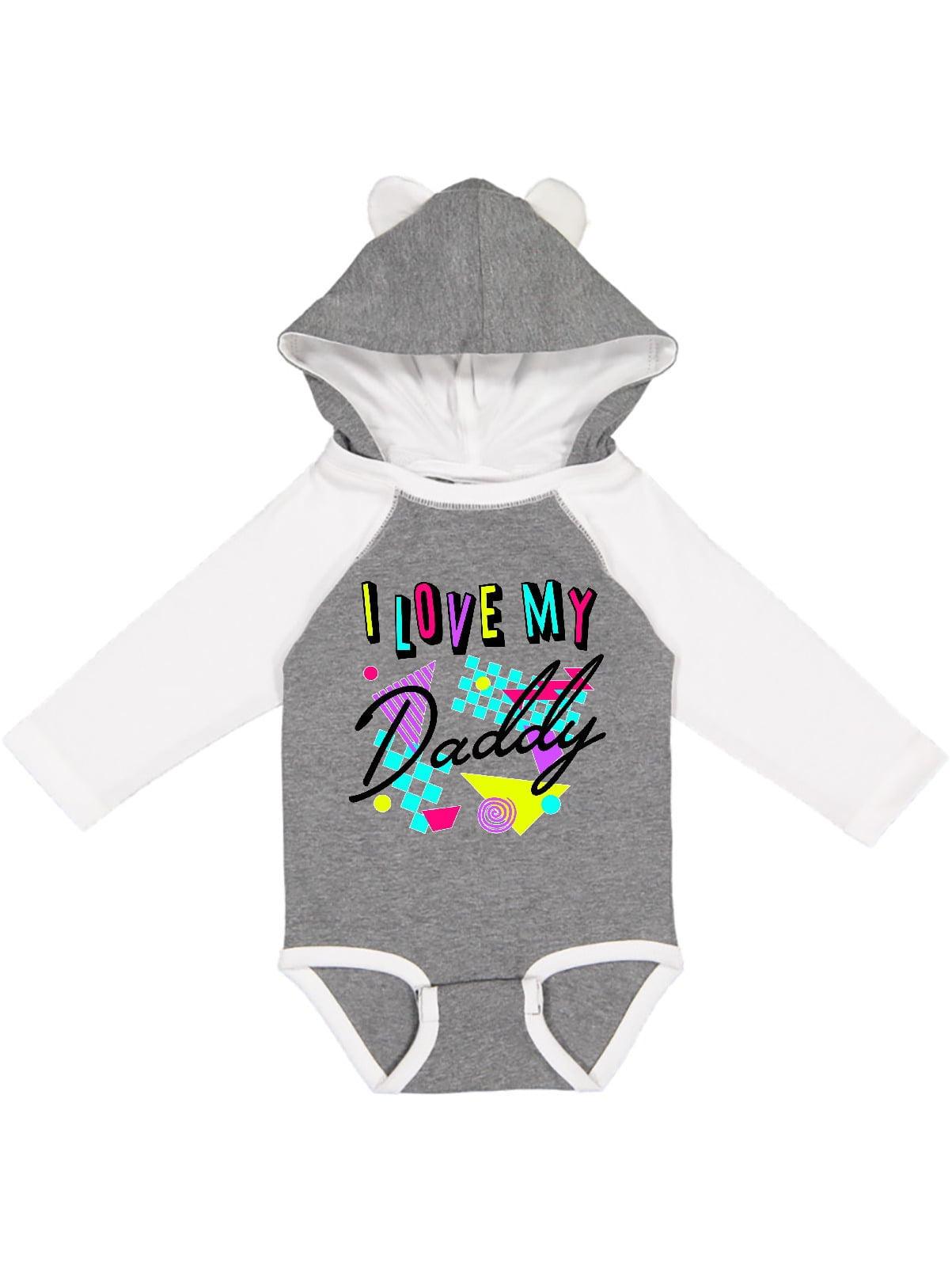 Inktastic I Love My Daddy 80s Retro Style Gift Baby Boy Or Baby Girl Long Sleeve Bodysuit Walmart Com
