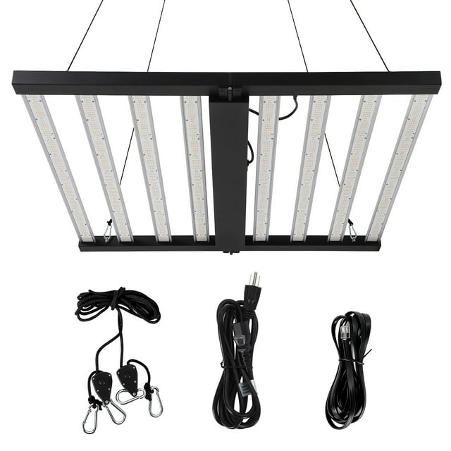 Garvee 600W 8-Bar LED Grow Light with Dimmable Full Spectrum, Foldable Design for 4x4 Ft Coverage, 120V Commercial Plant Lamp for Indoor Gardens & Vertical Farming