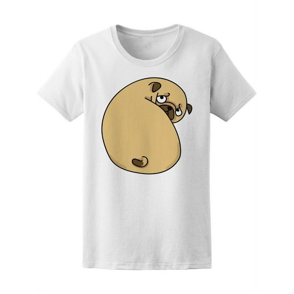 Funny Cute Sad Pug Dog T-Shirt Women -Image by Shutterstock, Female x-Large
