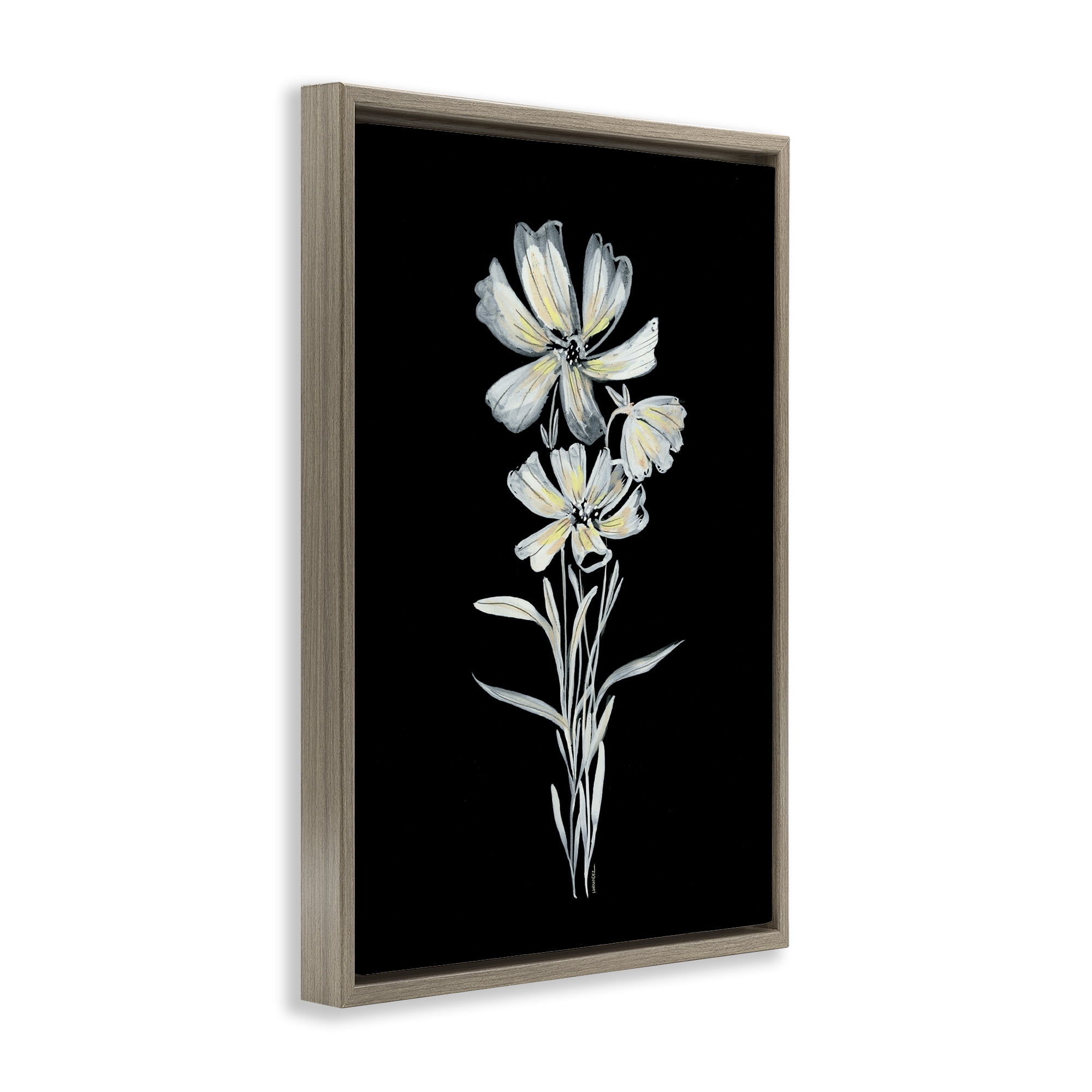 Stupell Industries Tall Floral Stems Plants & Flowers Painting Brown Floater Framed Canvas Art Print Wall Art, 21 x 31