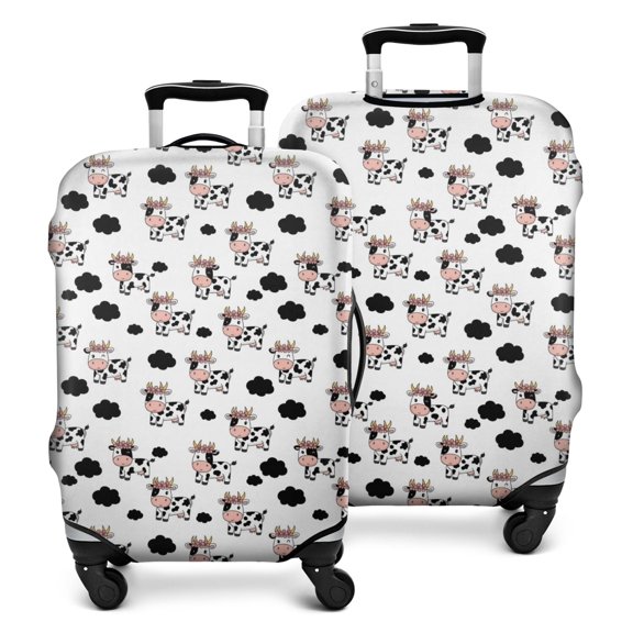 White Cow Floral Crown Pattern Luggage Cover Fashion Suitcase Cover Baggage Covers Fit 25-28 Inch Luggage (Go Travel)