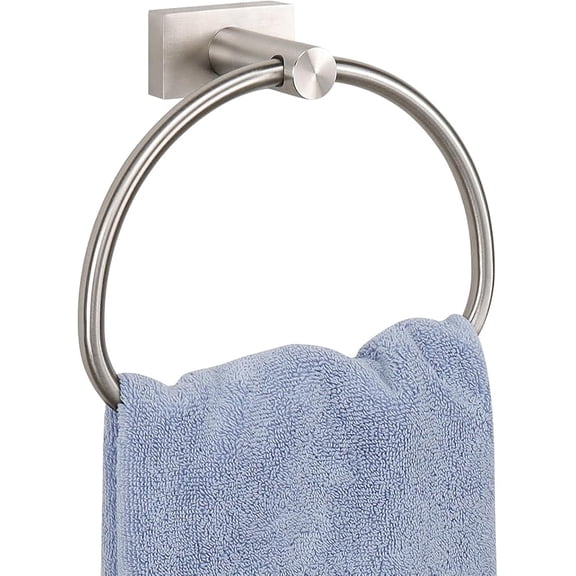Januofit Towel Ring for Bathroom, 304 Stainless Steel Hand Towel Holder, Heavy Duty Towel Hanger for Bath, Kitchen, Hotel (2.3″ Screw-Mounted Base, Brushed Nickel)