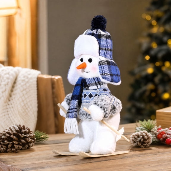 Blue Christmas Decorations Snowman Figurine,Christmas Decor for Home,Holiday Gift 1 Pack