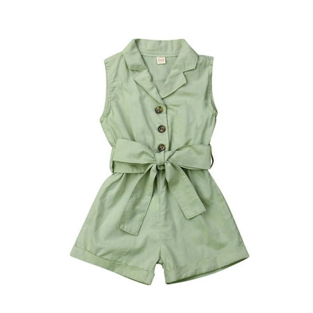 

Yinyinxull Toddler Kids Baby Girls Clothes Sleeveless Romper Jumpsuit Overalls Outfits Set Green 4-5 Years