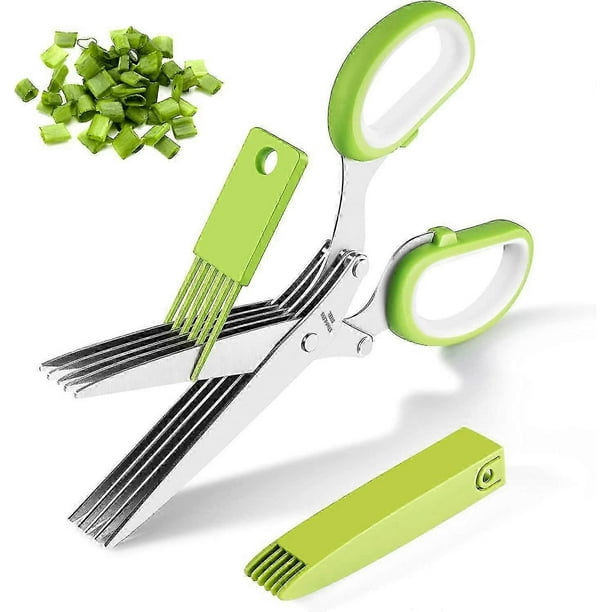 Kitchen Scissors,herb Scissors Multipurpose With 5 Blades And Cover,herb Cutter For Salad Basil Parsley Cilantro