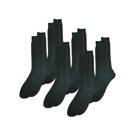 Mens Black Crew Length 6 Pack Dress Socks